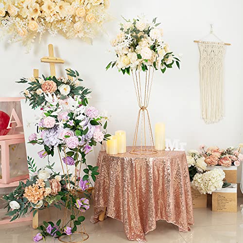 Gold Vases Centerpieces For Wedding Geometric Metal Flower Stand For Tables Bulk, 4Pcs 23.6” Tall Trumpet Vases For Centerpieces Party Dinner Anniversary Ceremony #TOP3