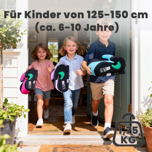YALION Sitzerhöhung Auto Kinder Kindersitzerhöhung ISOFIX, Schwarz – Ansicht 4