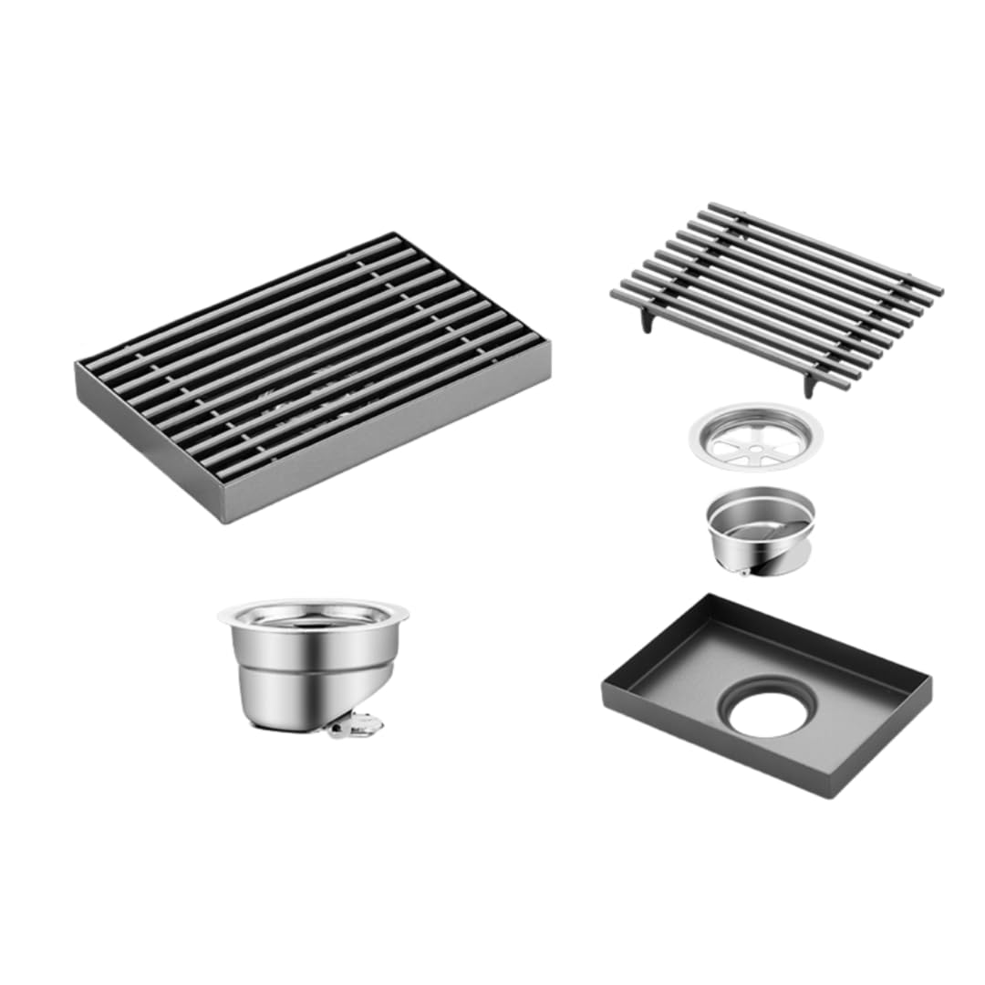 KJdxfhFH Bathroom floor drains, Outdoor Large Caliber Floor Drain Stainless Steel Thickened(10 * 15cm Gray)