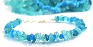 Natural Raw Neon Apatite Bracelet in 925 Sterling Silver, Dainty, Rough Gemstone Bracelet, Apatite Rough, Uncut Stone Bracelet, Gift For Her