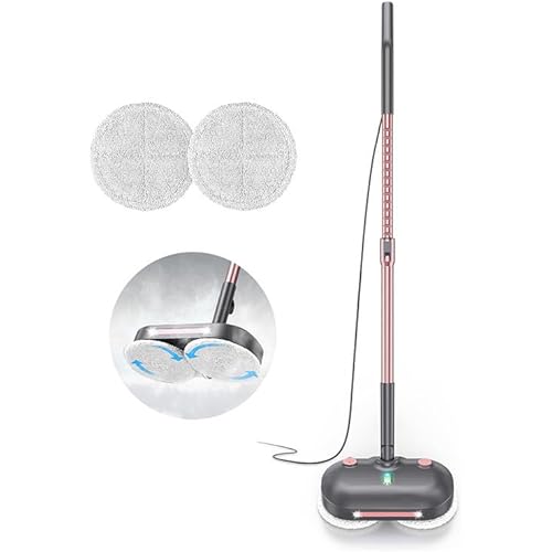 Scrubbing Steam Mop with Rotating Pads, Spin Steam Cleaner for Floor Cleaning,Large Tank,23FT Cord, LED Headlights,Reusable Pads & Self-Standing,Safe for Hard Floor/Laminate/Marble