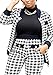 LKOUS Black Women's Wrinkle Resistant Houndstooth Pantsuit 2 Piece Blazer & Pants Business Set