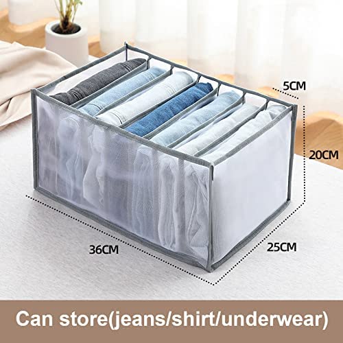 5 Pcs Wardrobe Clothes Organizer Portable Storage Baskets, Jeans Leggings Compartment Storage Box Closet, 7 Grids Folding Clothes Drawer Mesh Separation Organizer, Clothing Storage Lb000312-1 #TOP3