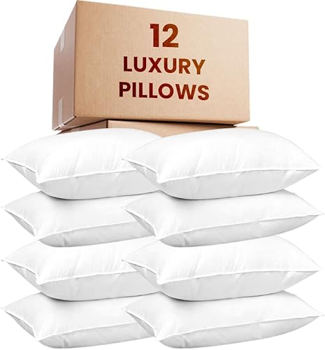 belem Cluster Fiber Hotel Collection - Almohadas estándar de 20 x 26 pulgadas a granel Almohadas alternativas de plumón a granel paquete de 12