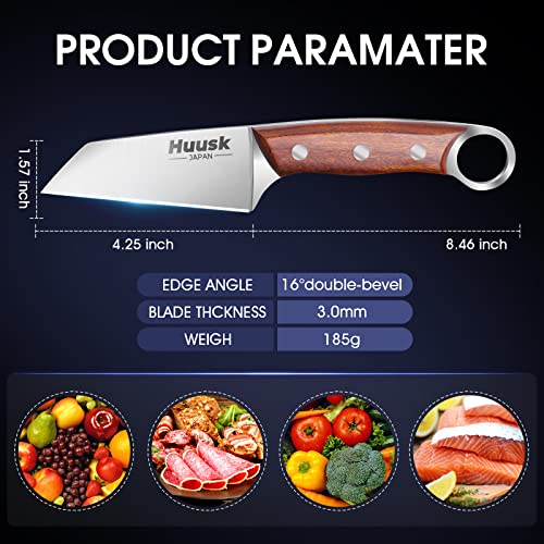 Huusk Japan Knife Small Meat Knife Portable Kitchen Knives For Steak Fruit Carbon Steel Boning Knife Vegetable Knife With Sheath Outdoor Cooking Knife For Kitchen Bbq Fishing And Camping, 4.25'' #TOP4