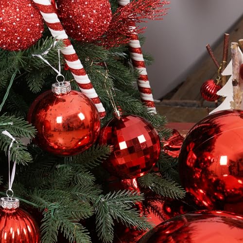 image for XmasExp Large Christmas Ball Ornaments,4pcs Red Giant Shatterproof Pla