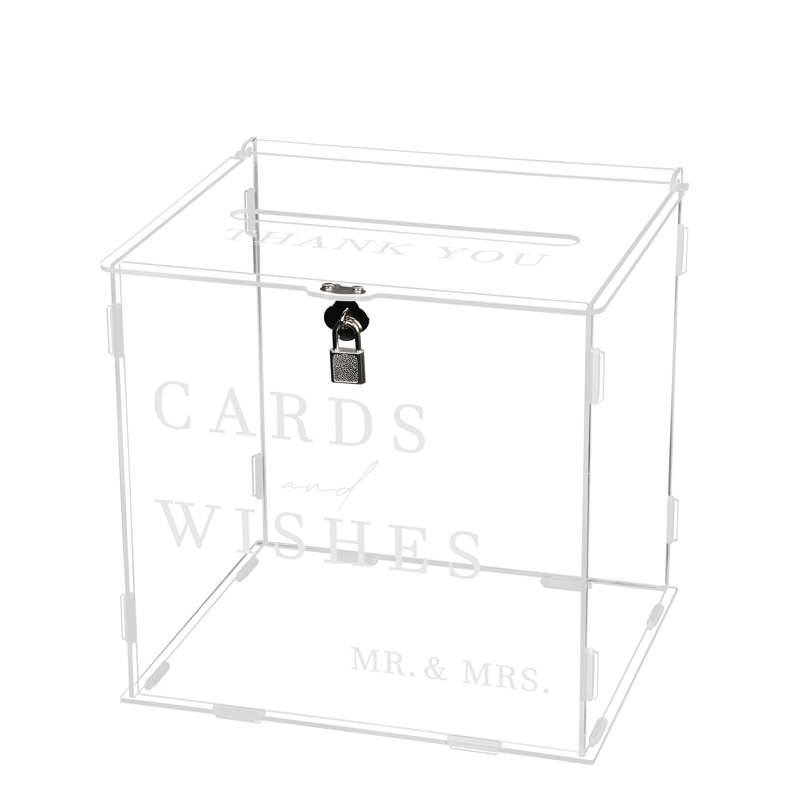 Caja Acrílico para Tarjetas Bodas con Cerradura, 26 x 22 x 25,5 cm Transparente Caja para Sobres Boda Grande, Buzon Boda Cajas Dinero Bodas Para Regalo, Recepción, Aniversario y Fiesta de Cumpleaños