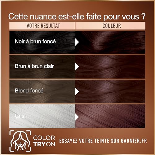 Garnier - Coloration Permanente - Sans Ammoniaque - 90% d'Ingrédients d'Origine Naturelle - Beurre de Karité - 100% Couverture Cheveux Blancs - Kit Recharge - Marron Glacé (4.15) - Good