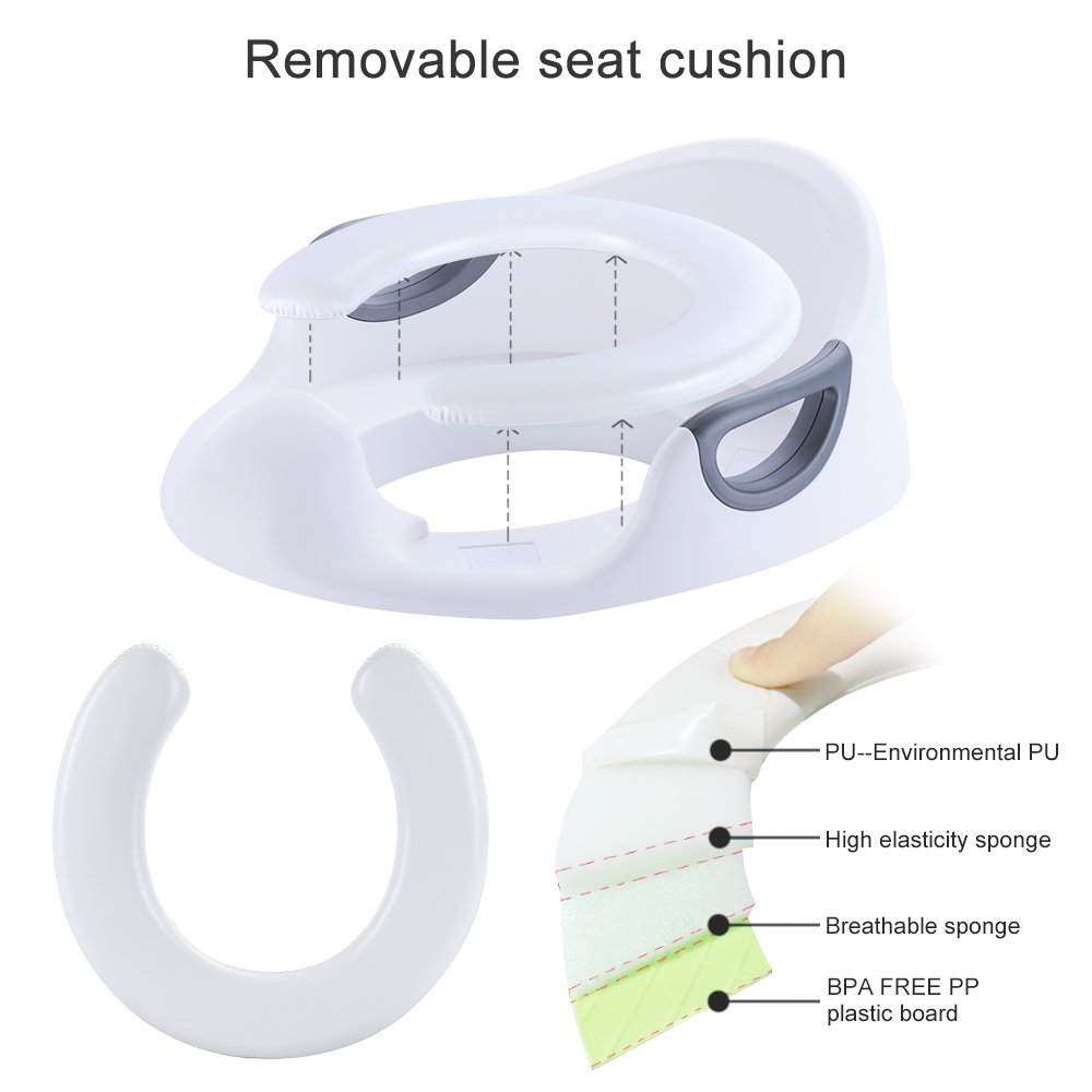 Riduttore Toilet per Bambini, Bambino Allenatore Vasino Sedile del water, Secure antiscivolo, Corrimano su entrambi i lati, Riduttore WC per Bambini Fit ragazzi e ragazze, Bianco