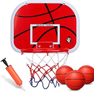 Mini Indoor Basketball Hoop Set for Kids Small Basketball Backboard Hoop for Door with 3 Small Replacement Basketball Party Score Game Accessories -Basketball Toy Gifts for Kids Boys Teens (With Pump)