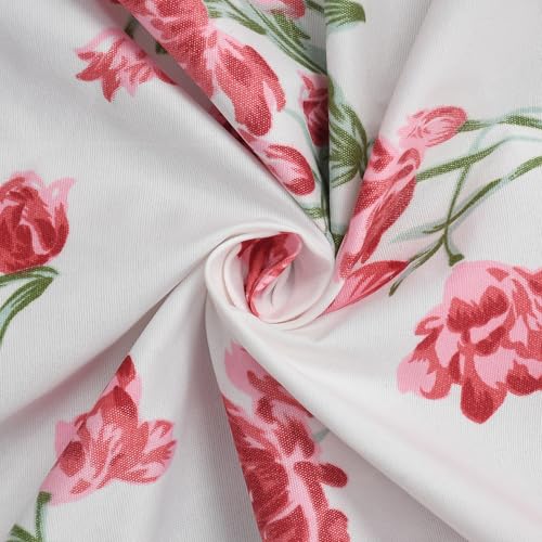 Image of 240 TC Soft Ezyption Floral Single Bed Sheet Cotton - Single bedsheet with 1 Pillow Cover Hypoallergenic, Brethable, (Size- 60 x 90 Inch | Red White