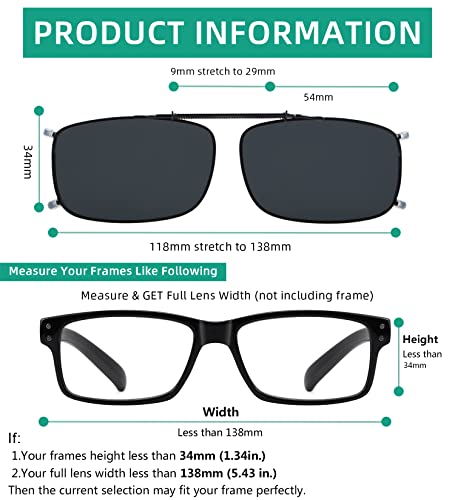 Image of Eyekepper 3-pack Polarized Clip on Sunglasses With Spring Draw Bar Grey /Brown /Green Lens 54 * 34MM