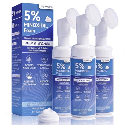 Nigwedete 5% Minoxidil Foam for Men & Women Advanced Topical Regrowth Form with Biotin Rosemary & Hydrolyzed Oat Protein Hair Loss Treatment & Receding Hairline 1-Month Supply