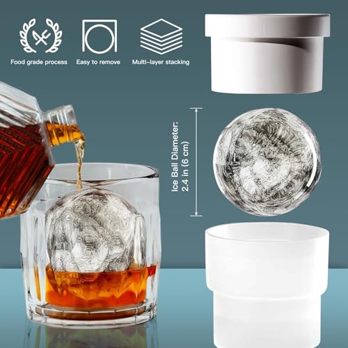 4 Pack Ice Cube Ball Moulds Ice Balls Maker, 6CM Reusable Large Sphere Shaped Ice Cube Moulds for Making Big Ice Ball, Easy to Fill and Release (Blue) - Image 3