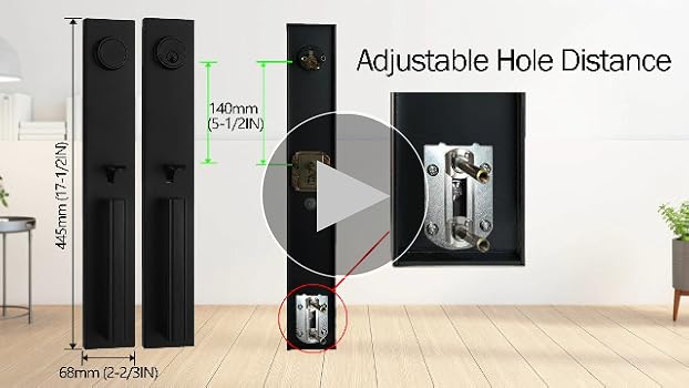 TMC Iron Black Front Double Door Handleset(Keyed&Dummy Set, Matte