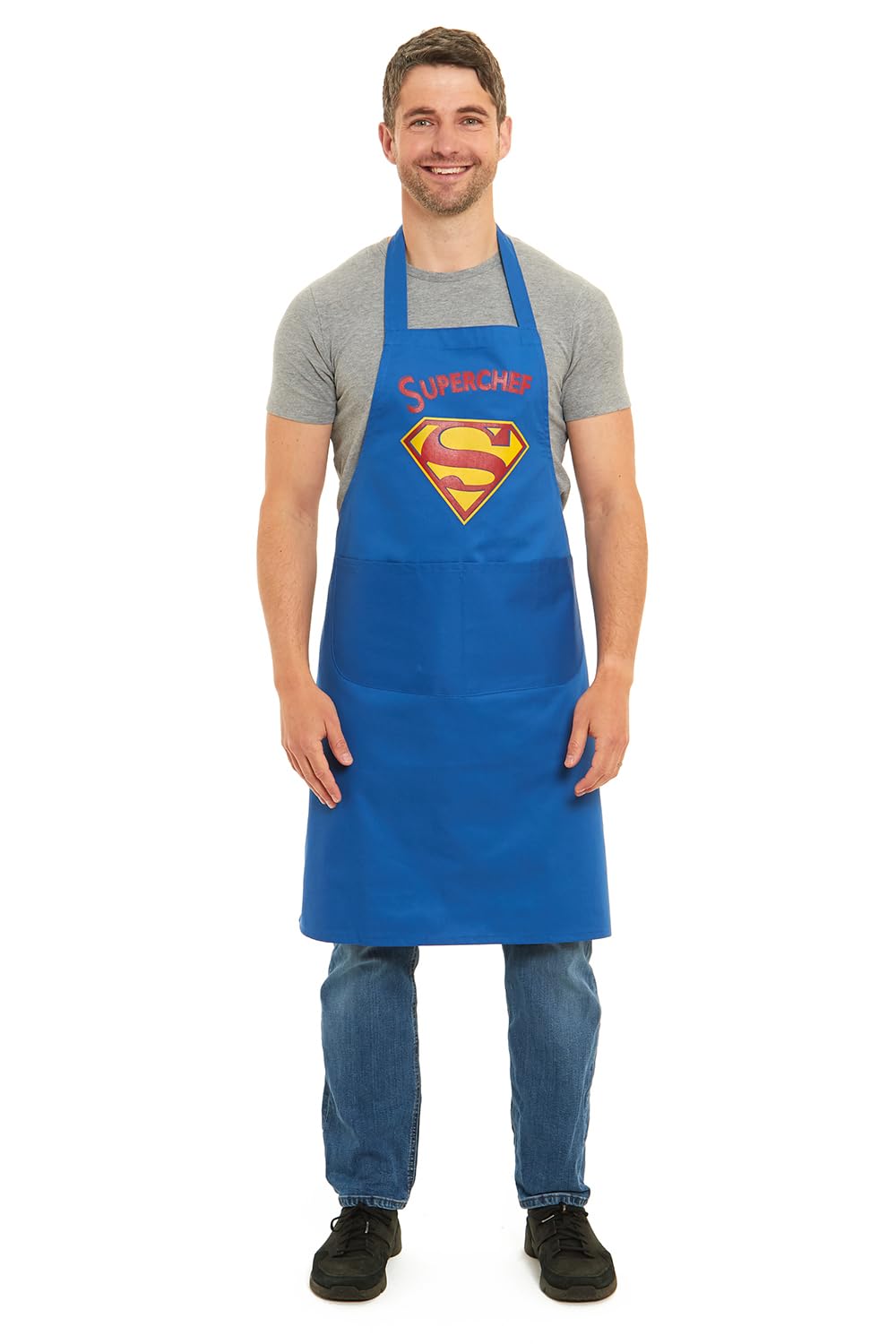 Tesmark Super Chef Barbecue & Butcher Aprons for Men and Women with Pockets, One Size Plain Colour Versatile Novelty Aprons Ideal for Home, Kitchen, BBQ and Professional Use (Blue)