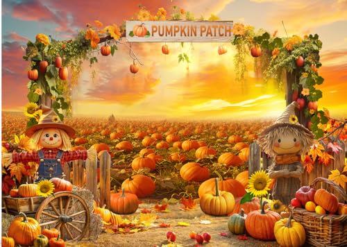 LTLYH 10x8ft Pumpkin Patch Backdrop Fall Thanksgiving Backdrop Autumn Pumpkin Harvest Background Farm Barn Banner Supplies Photo Booth Prop 340