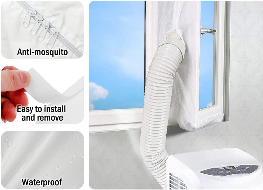 Guarnizione Finestra Climatizzatore, 300CM Guarnizione per Climatizzatore, Condizionatore Portatile Kit Finestra, Guarnizione Condizionatore per Finestra, per Condizionata Asciugatrice(Bianco)