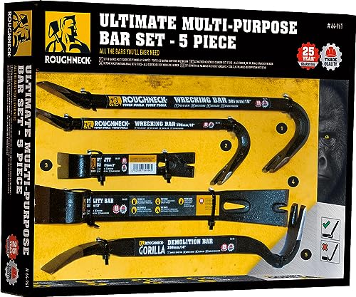 Roughneck ROU64961 Ultimate Multi-Purpose Bar Set - 5 Piece Set Including: Utility Bar (7in & 13in), Wrecking Bar (12in &15in) & Gorilla Bar (14in) 2 Roughneck ROU64961 Ultimate Multi-Purpose Bar Set - 5 Piece Set Including: Utility Bar (7in & 13in), Wrecking Bar (12in &15in) & Gorilla Bar (14in) - Image 2