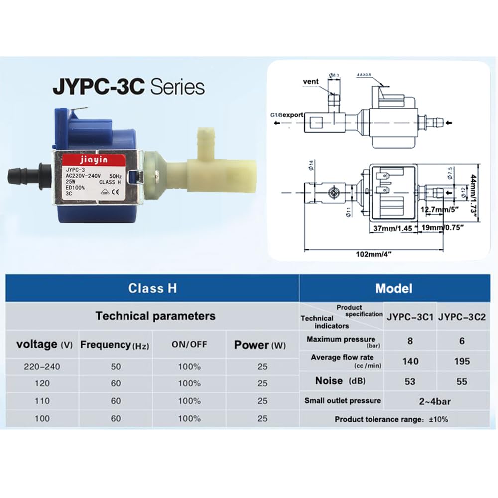 Jiayin JYPC-3 Pompe à eau à vapeur 25 W AC 230 V pour défroisseur vapeur Philips GC9650 GC9622 GC9685 GC9642 GC9682 Part.423902186522 42390