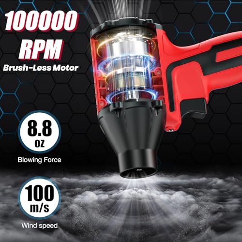 Air Duster Brushless HighSpeed Motor 100,000RPM Fit for Milwaukee 18V Battery Variable Speed Air Blower for Camping Jobsite & Car-Service(Battery not Included) - Image 3