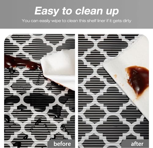 Image of Ash & Roh Multipurpose Anti-Slip Plastic Washable Liner for Bathrrom, Kitchen, Fridge Mat and Drawer Mats (Black Window, 45X100)