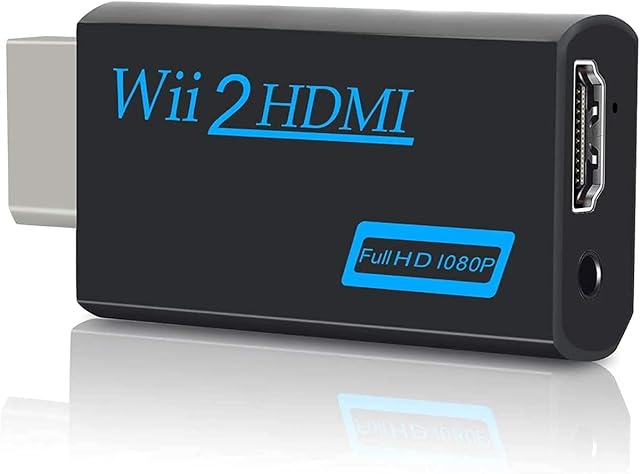 BSWL Wii to HDMI Converter Wii HDMI Adapter/720P 1080P Connector Output Video & 3.5mm Audio For HDTV/Monitor Supports All WII Display Modes Plug and Play - Black