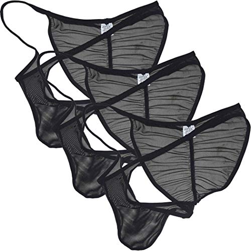 Men Slinky Brazilain Bikini Briefs Underwear Ruched Back Sheer Cheeky Briefs