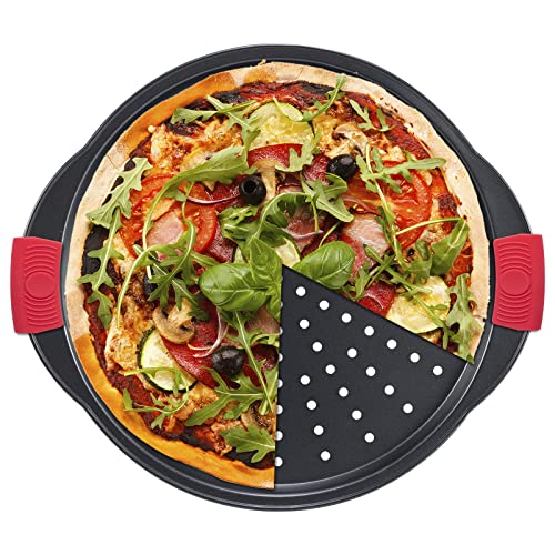 Eleattrun Pizza Pan 12 Inch Pizza Pan With Holes Round Pizza Pans Nonstick Coating Pizza Baking Pan Pizza Pan For Oven With Silicone And Oversized Handle (1 Pc 12 Inch) #TOP4
