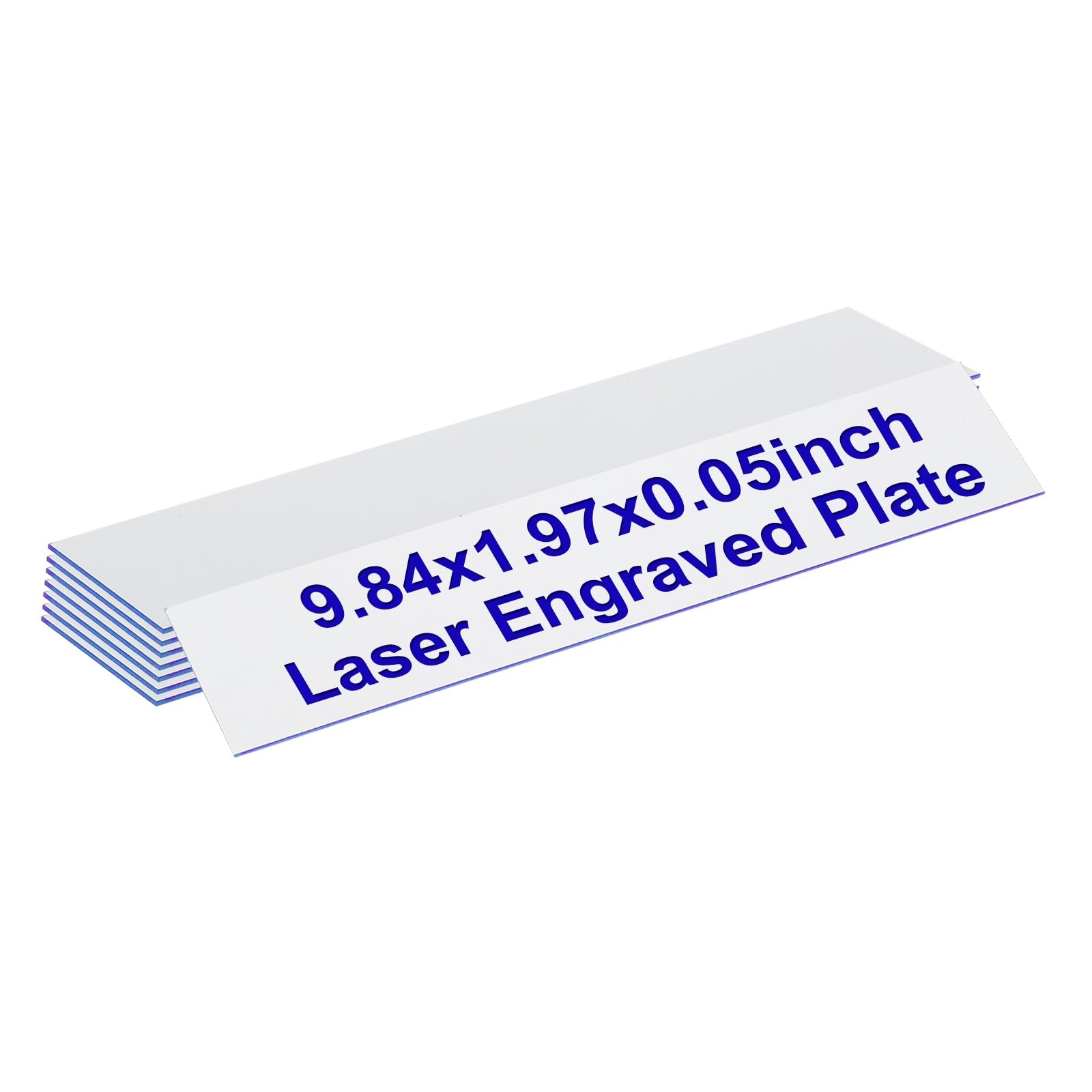 PATIKIL Blank Name Plates, 9.84x1.97" Engraved Name Plates Name Plate Personalized Custom Door Signs Desk Tags for Office Classroom, White with Blue Letter, 8 Pcs