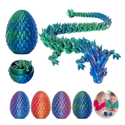 4PCS 3D Printed Dragon Eggs with Dragon Inside, Crystal Articulated Dragons in Mystery Egg, Large 14cm 3D Printed Dragons Toy for Kids, Easter Eggs Gift, Collectible 3D Animals