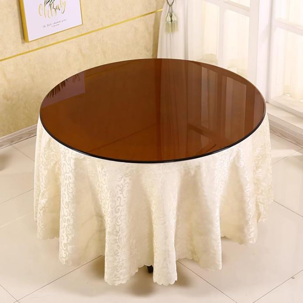 Tavolino rotondo di ricambio per tavolino da caffè da 71,1 cm, 81,3 cm, 91,4 cm, in vetro temperato marrone, superficie piana lucida, per sala da pranzo e servire, ideale per l'arredamento moderno del