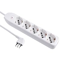 Electraline 62064 Multipresa 5 Posti polivalenti, Colore Bianco