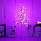 Snokip 6Ft 208 LED Lighted Cherry Blossom Tree for Christmas Indoor Outdoor Home Garden, Holiday, Party, fair and Wedding Decoration Purple