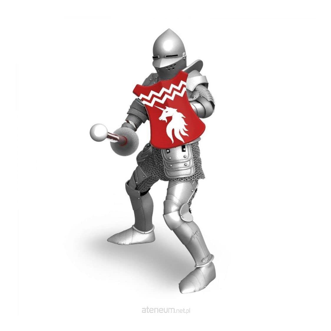 PapoHand-Painted - Figurine -Medieval-Fantasy -Unicorn Knight with Spear -39782 - Collectible - for Children - Suitable for Boys and Girls - from 3 Years Old, Multicolor