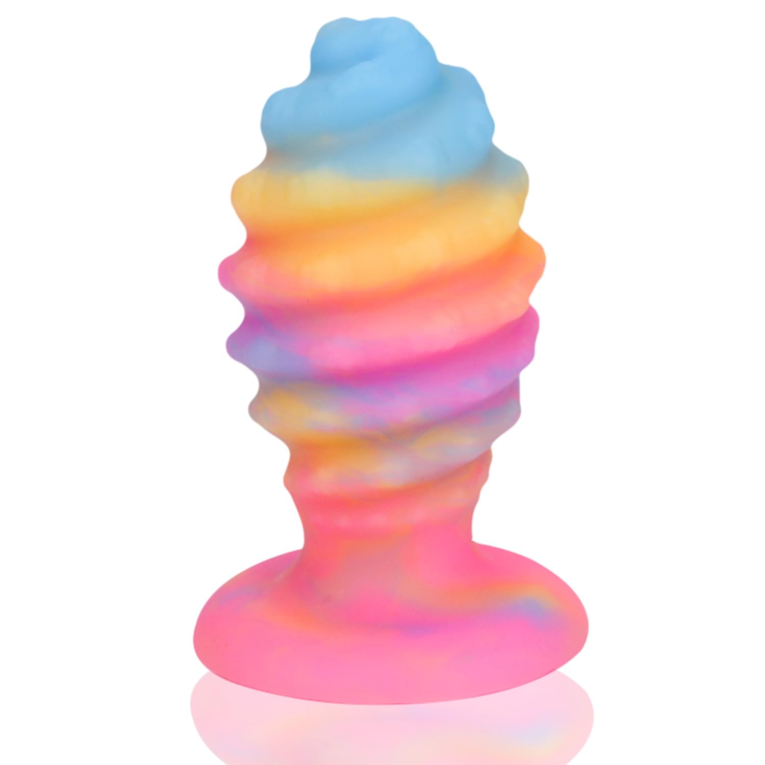 Glowing Realistic Dildo, Big Anal Plug Silicone Anal Dildo with Strong Suction Cup, Luminous Large Butt Plug Trainer Massager Colorful SM Sex Toys for Adult Beginner & Women (L): helical