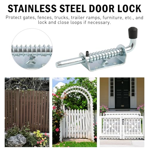 Annlpoy 2 Piezas pestillo puerta cerrojos,pestillos de resorte puerta exterior,Cierre Seguro para Puertas de Garaje, Jardín y Cobertizos, Resistente a la Corrosión, 10x128mm - imagen 5