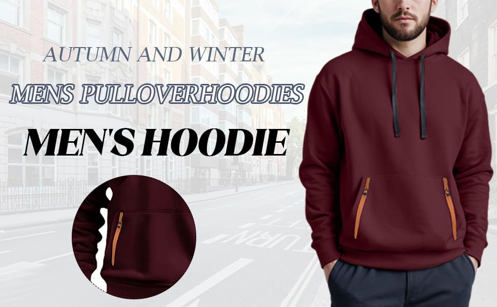 Men Hooded Sweatshirt Casual Long Sleeve Hoodies Pullover Fashion Drawstring Hoodie Workout Hiking with Pocket ﻿3