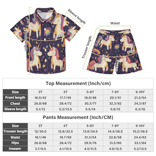 Boccsty Star Kawaii Unicorns Boy Summer Shorts Sets Hawaiian Toddler Boys T-Shirt & Pants 2 Pcs 3T3