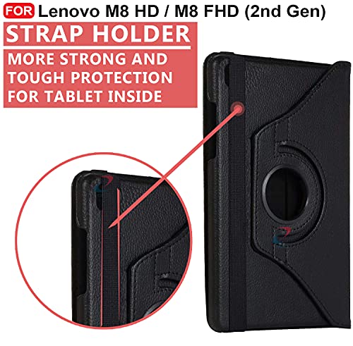 Image of CEDO Lenovo Tab M8 HD / M8 2nd Gen FHD (8 inch) Flip Cover | Leather Finish | 360 Degree Rotate Flip Cover | Back Cover Case for Lenovo Tab M8 HD / M8 (2nd Gen) FHD (8 inch) TB-8505 X /F /N (Black)