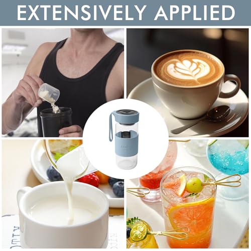 Shaker proteïneshake, 480 ml, klassieke loopshaker met 2 roerballen, BPA-vrij, kleine glazen shakerfles, lekvrije eiwitshaker voor fitness en proteïneshakes (blauw) - Afbeelding 6