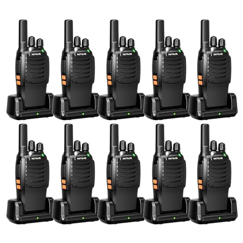Retevis H-777 2 Way Radios, Walkie Talkies for Adults, Rechargeable Long Range Two Way Radio, Shock Resistant, Short Antenna for Business Education(10 Pack)