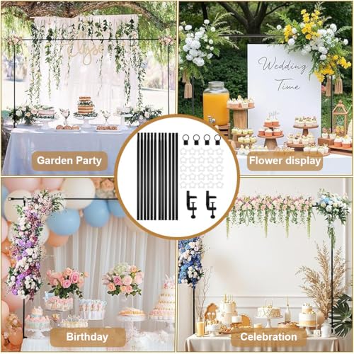 Image of HASTHIP Adjustable Desktop Floral Stand Display Frame, Black Metal Tabletop Arch Backdrop Stand for Wedding, Pooja, Party Decor & Photo Display, Balloon Stand Holder, Birthday Decoration Kit