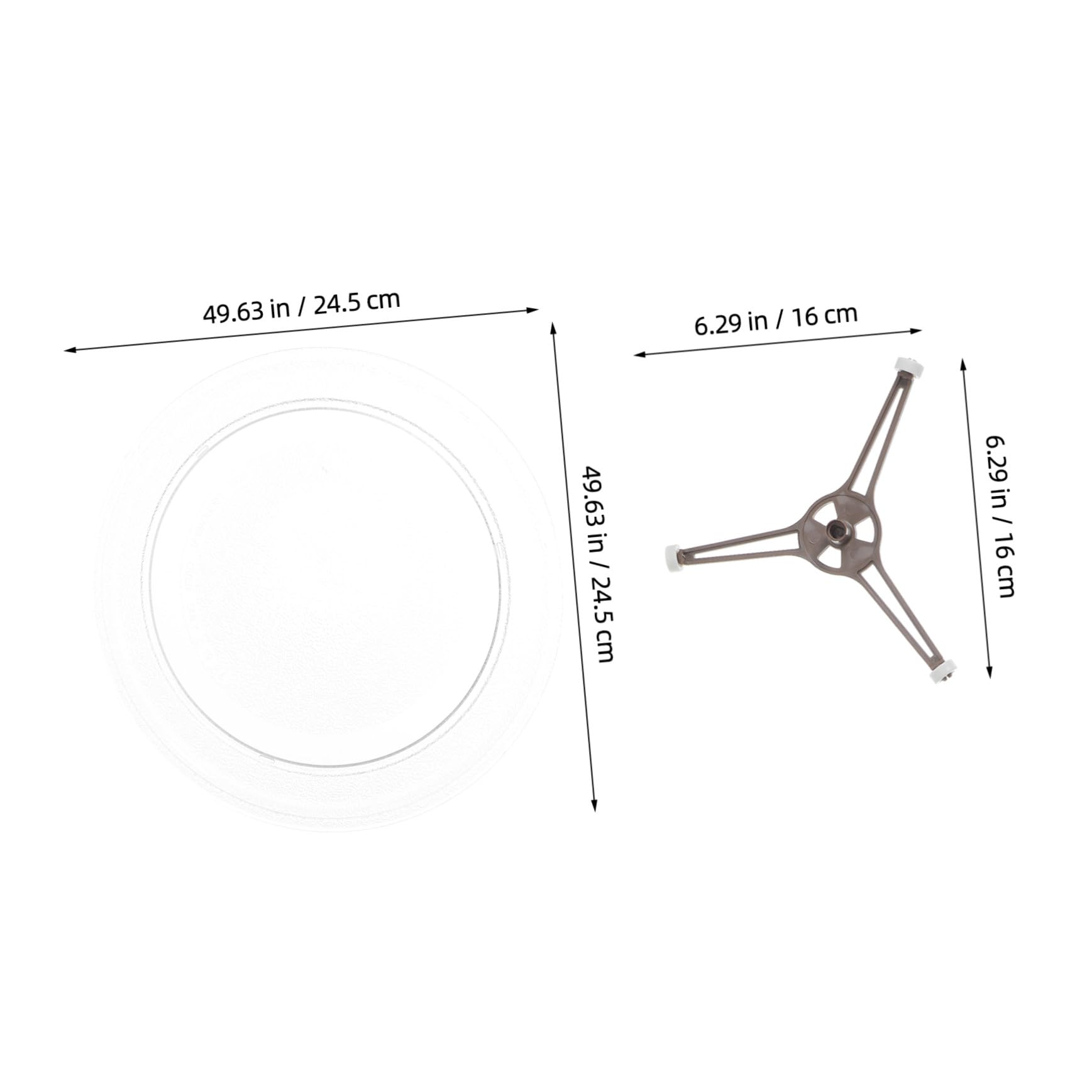 WOONEKY Microwave Glass Turntable Replacement Plate Support Tray Fit Rotating Glass Tray For Even Heating And Easy Cleaning