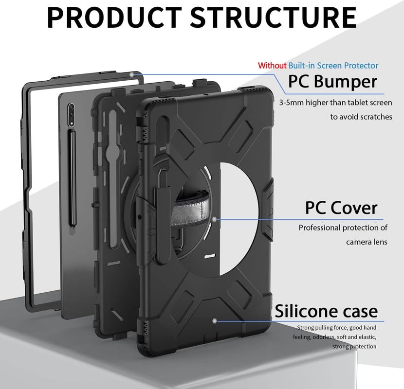 Image of Helix Hard Pro Full Cover Heavy Duty Dazzle with Kickstand Protective Back Cover for Samsung Galaxy Tab S10 Ultra - Black
