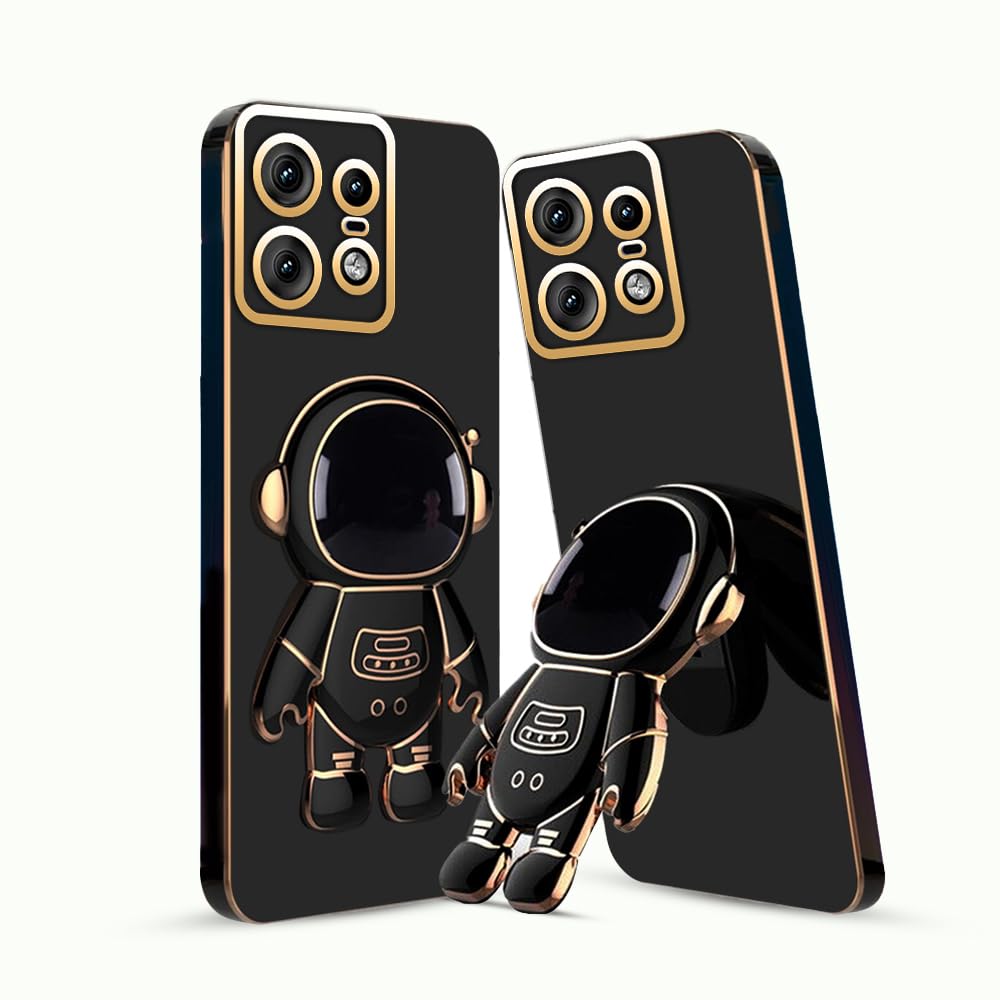 KARWAN®️ 3D Astronaut with Folding Stand Back Cover Case Compatible for Moto Edge 50 Pro| Slim electroplated case | Stand case | Soft TPU | Space Astro Theme | Camera Protection-Black (B0D987PZBX) Amazon Price History, Amazon Price Tracker