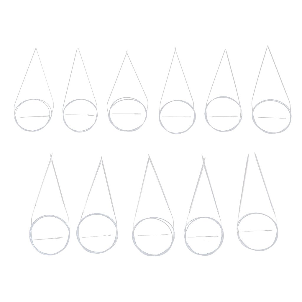 11pcs 120cm Stainless Steel Anti-resistance Circular Knitting Needles 1.5mm-5.0mm