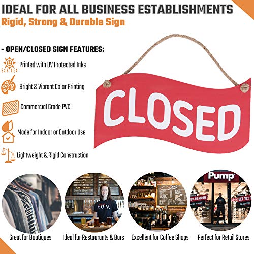 Open Closed Sign for Business – Bundle with 2 Suction Cup, Pull and Push Stickers - Red/Blue Double-Sided Open Signs for Business is The Ideal for Restaurant Stores Bar Windows or Doors (Red) - Thumbnail 5