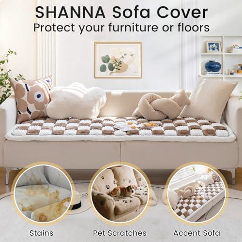 Thicken Plaid Sofa Cover 1 2 3 Seater, Universal Flannel Super Soft Non-Slip Corner Couch Cover L Shape Versatile Pet Bed Mat Chair Pads Sofa Slipcovers for Living Room Garden (Dark Coffee, 70*150cm) - Image 4