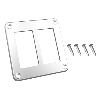 2 Gang Rocker Switch Holder Panel Boat Trim Tabs Toggle Switch Housing Panel 37.5mm x 21.4mm Switch Frame Silvery Color